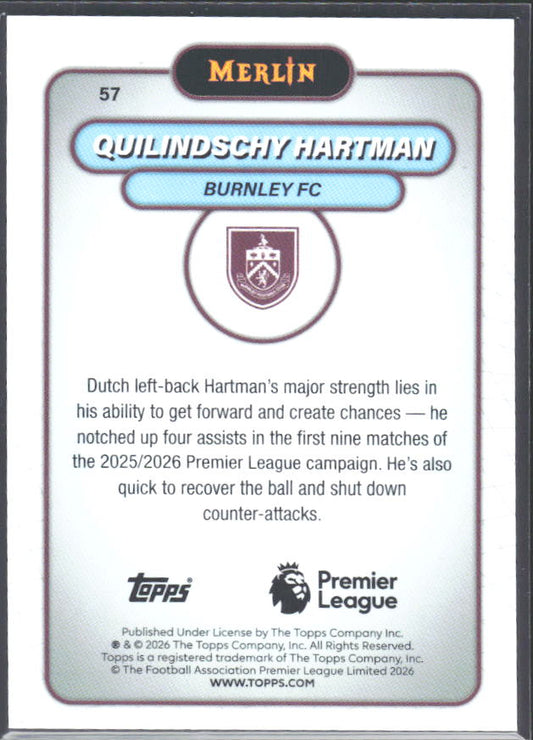 Quilindschy Hartman 2026 Merlin Premier League #57 – baksida