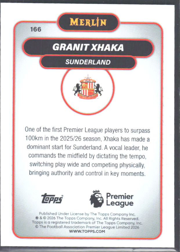 Granit Xhaka 2026 Merlin Premier League #166 – baksida
