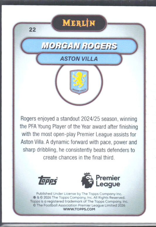 Morgan Rogers 2026 Merlin Premier League #22 – baksida