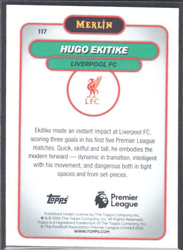 Hugo Ekitike 2026 Merlin Premier League #117 – baksida