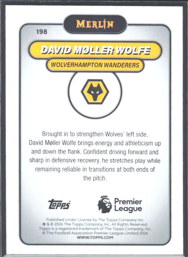 David Møller Wolfe 2026 Merlin Premier League #198 – baksida