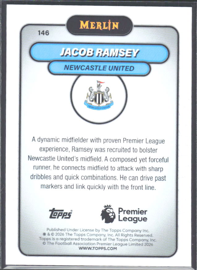 Jacob Ramsey 2026 Merlin Premier League #146 – baksida