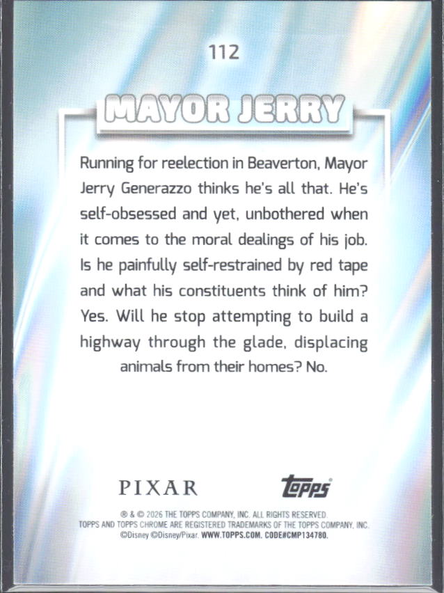 Mayor Jerry 2026 Chrome Disney #112 – baksida