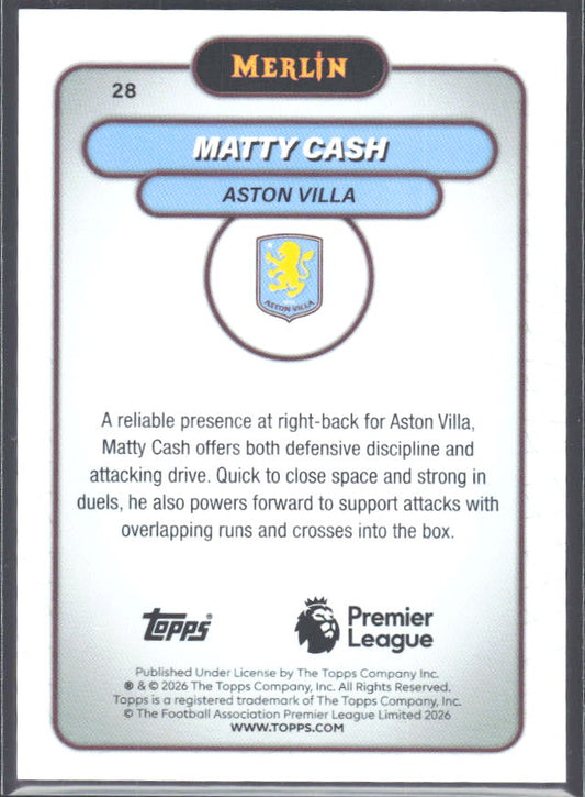 Matty Cash 2026 Merlin Premier League #28 – baksida