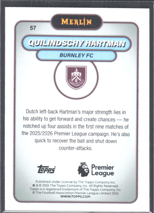 Quilindschy Hartman 2026 Merlin Premier League #57 – baksida