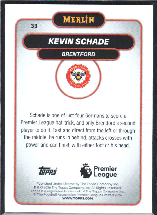 Kevin Schade 2026 Merlin Premier League #33 – baksida