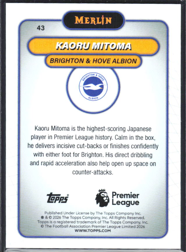 Kaoru Mitoma 2026 Merlin Premier League #43 – baksida