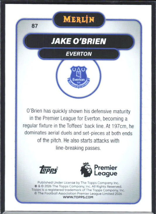 Jake O'Brien 2026 Merlin Premier League #87 – baksida