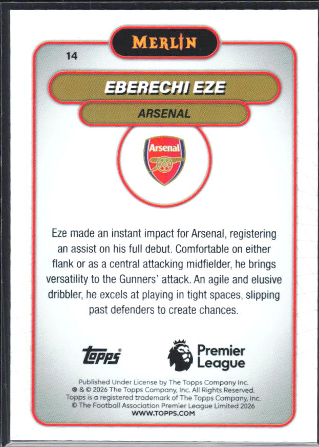 Eberechi Eze 2026 Merlin Premier League #14 – baksida
