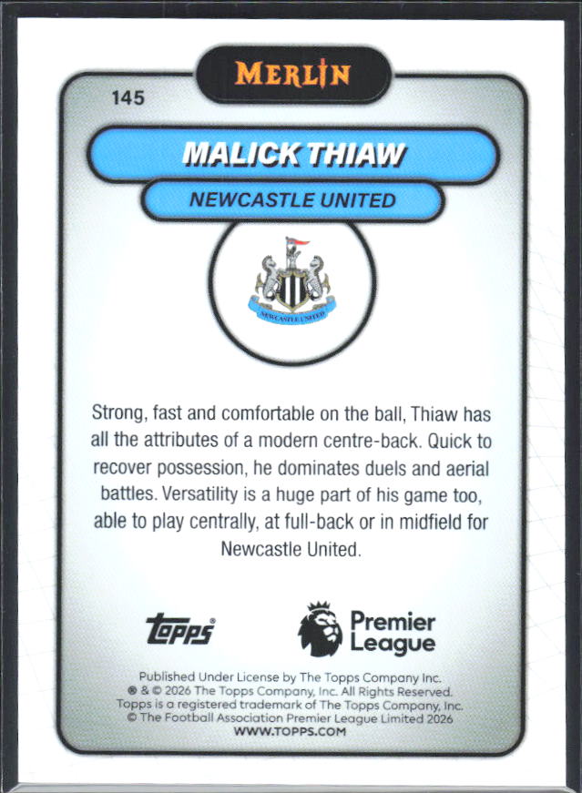 Malick Thiaw 2026 Merlin Premier League #145 – baksida