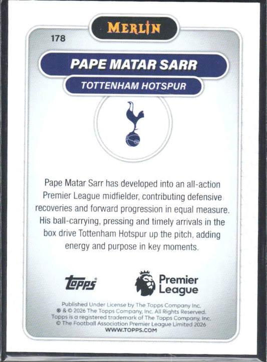 Pape Matar Sarr 2026 Merlin Premier League #178 – baksida