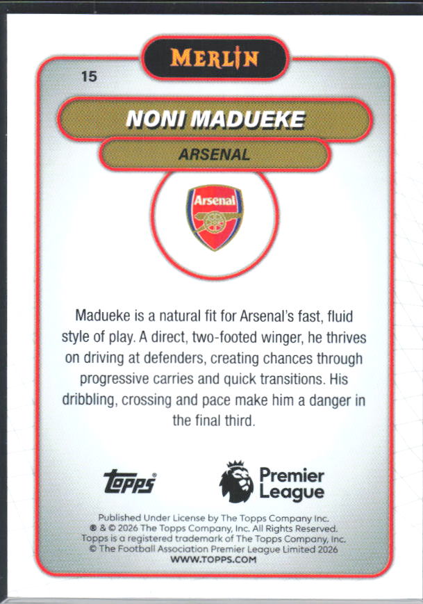 Noni Madueke 2026 Merlin Premier League #15 – baksida