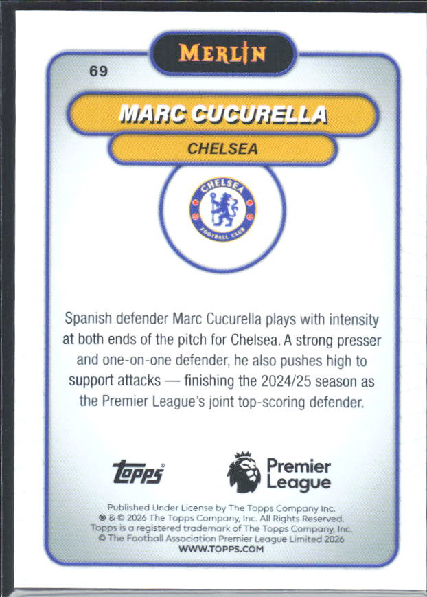 Marc Cucurella 2026 Merlin Premier League #69 – baksida