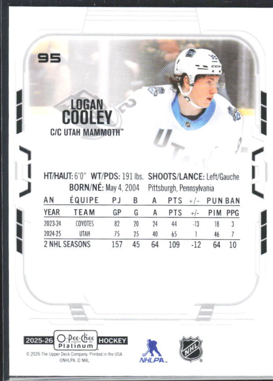 Logan Cooley 2025-26 O-Pee-Chee Platinum #95 – baksida