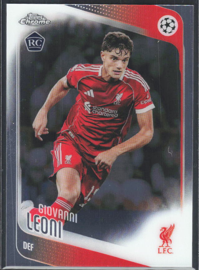 Giovanni Leoni 2025-26 Chrome UEFA RC #73 – framsida
