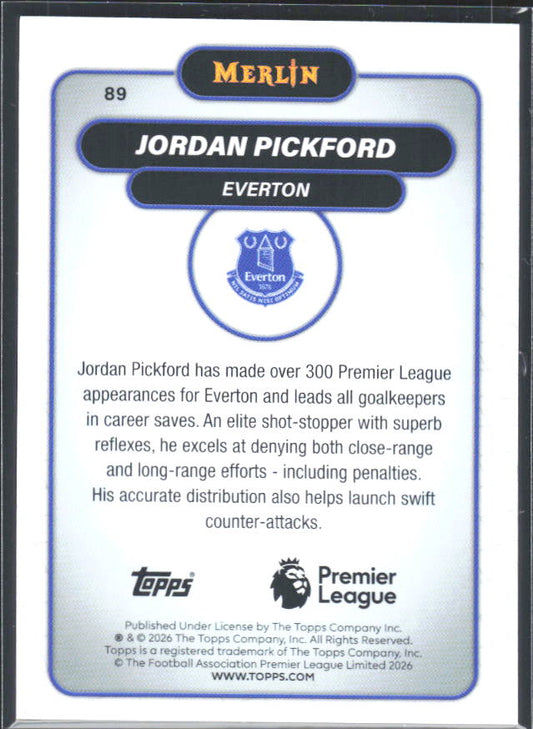Jordan Pickford 2026 Merlin Premier League #89 – baksida