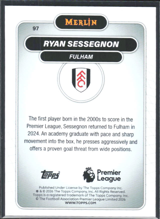 Ryan Sessegnon 2026 Merlin Premier League #97 – baksida
