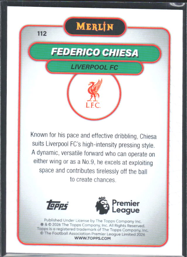 Federico Chiesa 2026 Merlin Premier League #112 – baksida