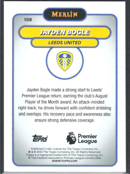 Jayden Bogle 2026 Merlin Premier League #108 – baksida