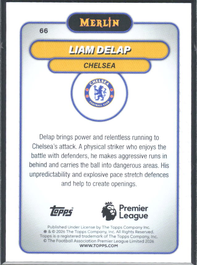 Liam Delap 2026 Merlin Premier League #66 – baksida