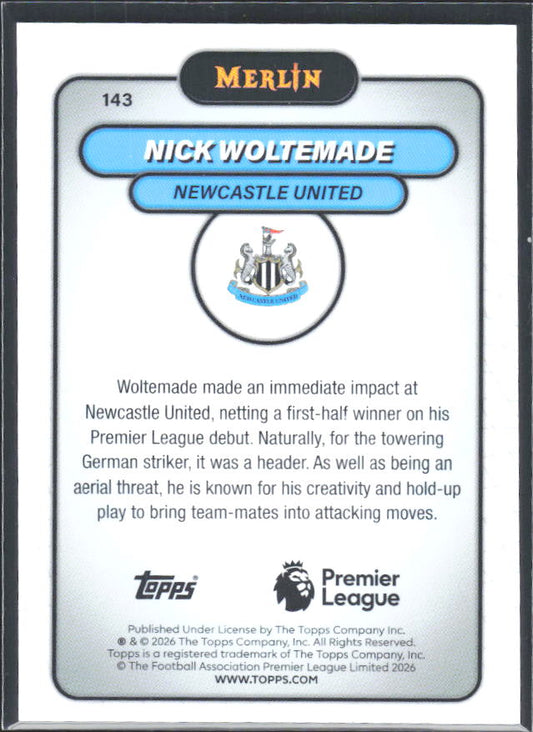 Nick Woltemade 2026 Merlin Premier League #143 – baksida