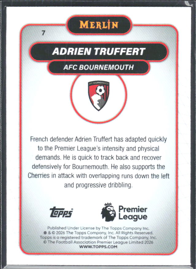 Adrien Truffert 2026 Merlin Premier League #7 – baksida