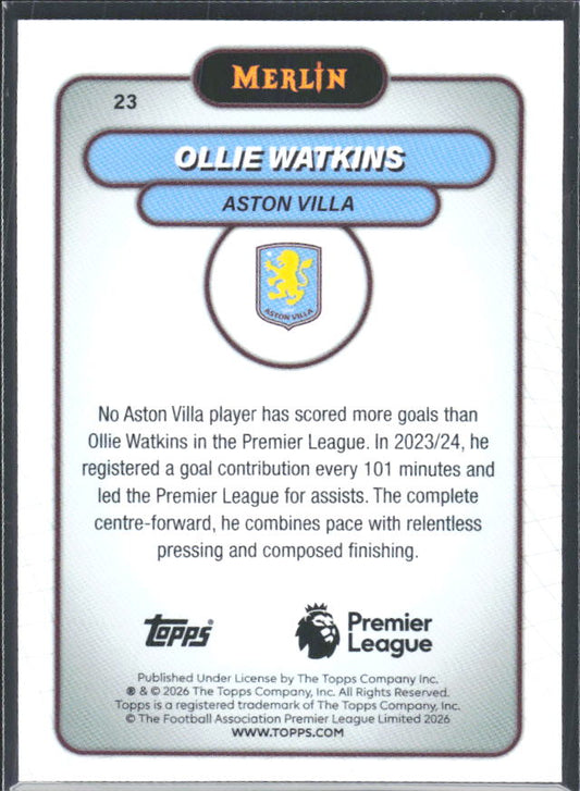 Ollie Watkins 2026 Merlin Premier League #23 – baksida