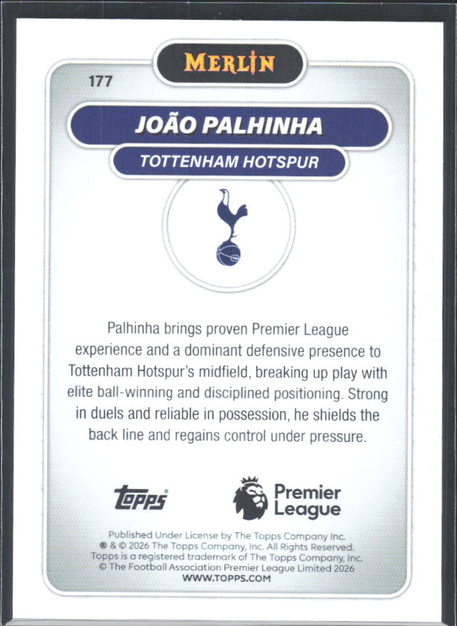 João Palhinha 2026 Merlin Premier League #177 – baksida