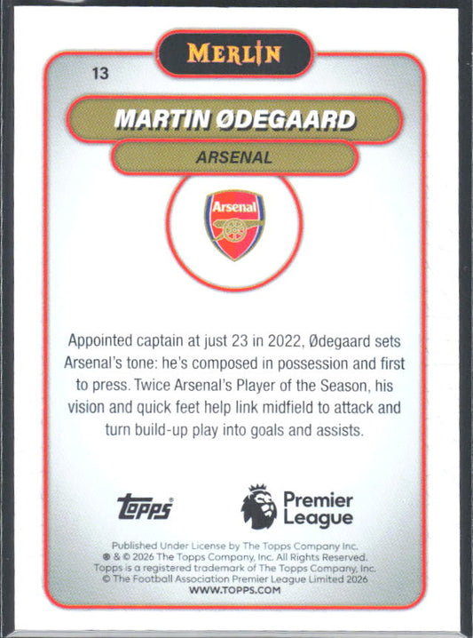 Martin Ødegaard 2026 Merlin Premier League #13 – baksida