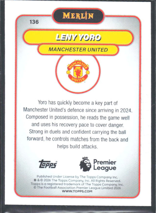Leny Yoro 2026 Merlin Premier League #136 – baksida