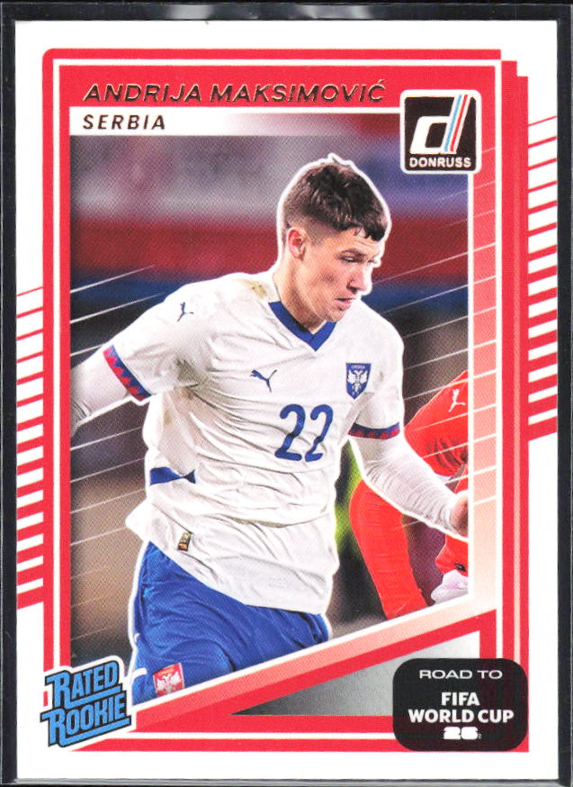 Andrija Maksimović 2025-26 Donruss Road to FIFA WC Rated Rookie #238 – framsida