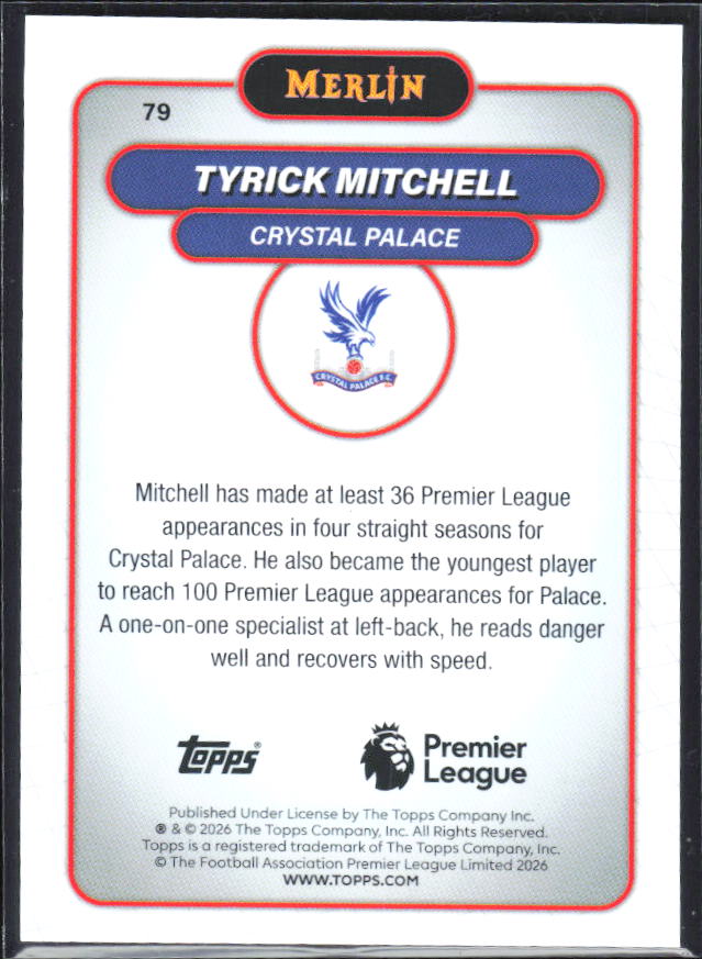 Tyrick Mitchell 2026 Merlin Premier League #79 – baksida