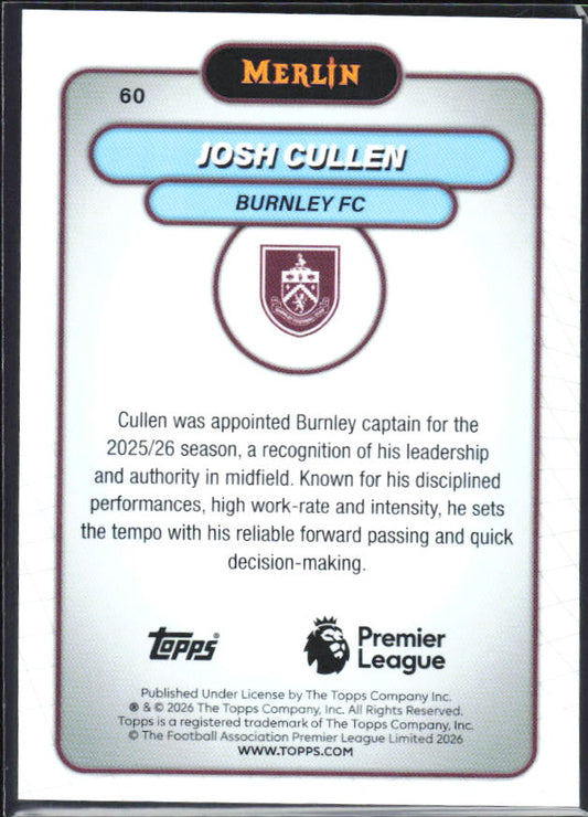 Josh Cullen 2026 Merlin Premier League #60 – baksida