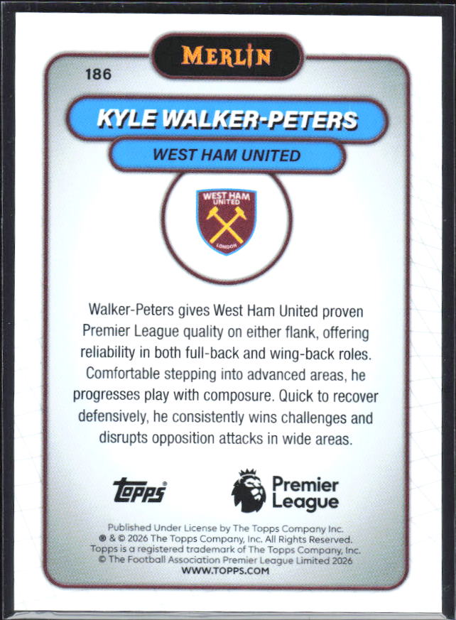 Kyle Walker-Peters 2026 Merlin Premier League #186 – baksida