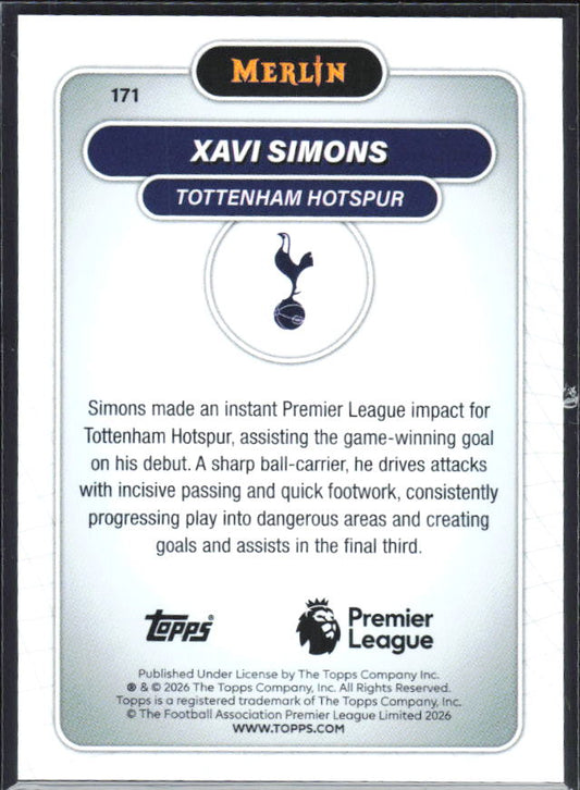 Xavi Simons 2026 Merlin Premier League #171 – baksida