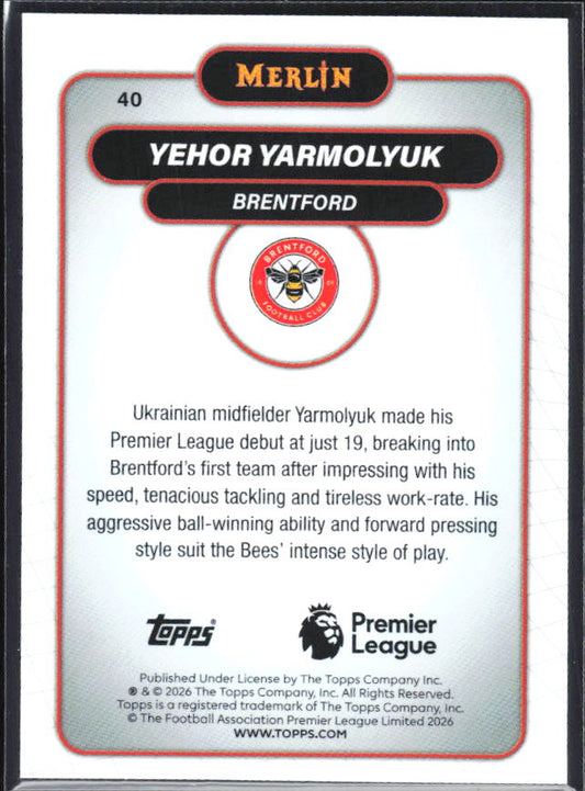 Yehor Yarmoliuk 2026 Merlin Premier League #40 – baksida