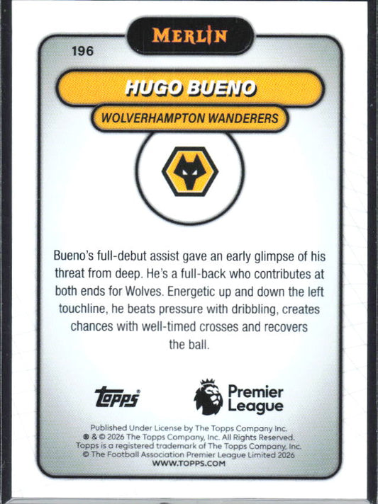Hugo Bueno 2026 Merlin Premier League #196 – baksida