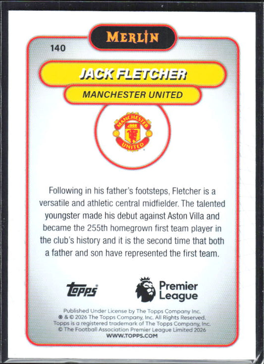 Jack Fletcher 2026 Merlin Premier League RC #140 – baksida