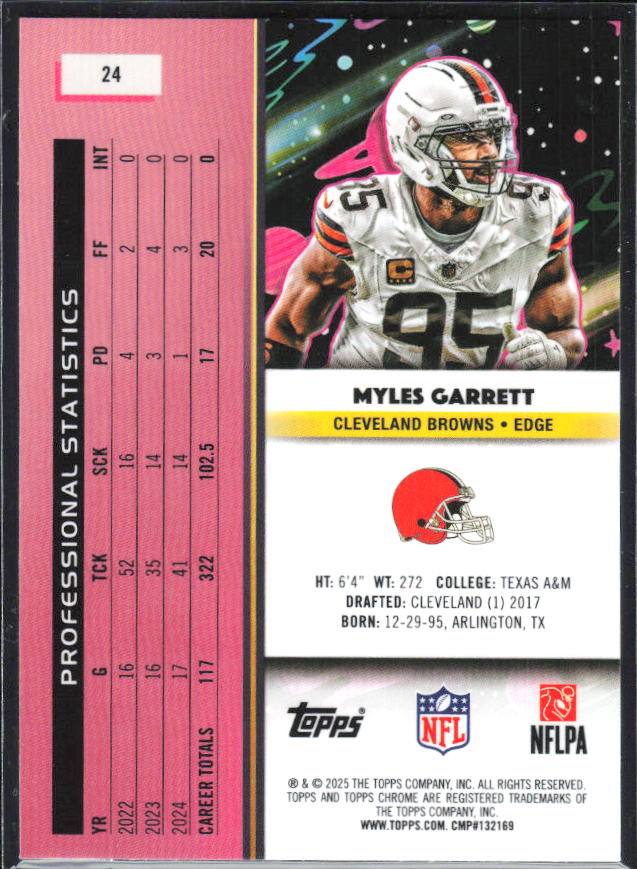 Myles Garrett 2025 Cosmic Chrome #24 – baksida