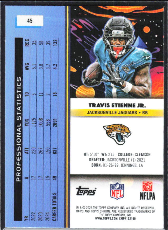 Travis Etienne Jr. 2025 Cosmic Chrome #45 – baksida