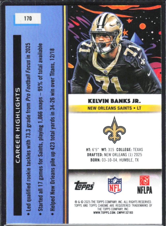 Kelvin Banks Jr. 2025 Cosmic Chrome RC #170 – baksida