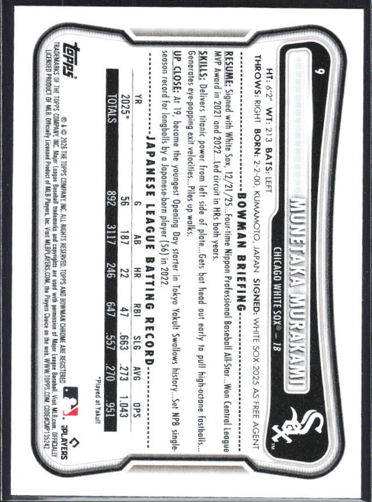Munetaka Murakami 2026 Bowman RC #9 – baksida