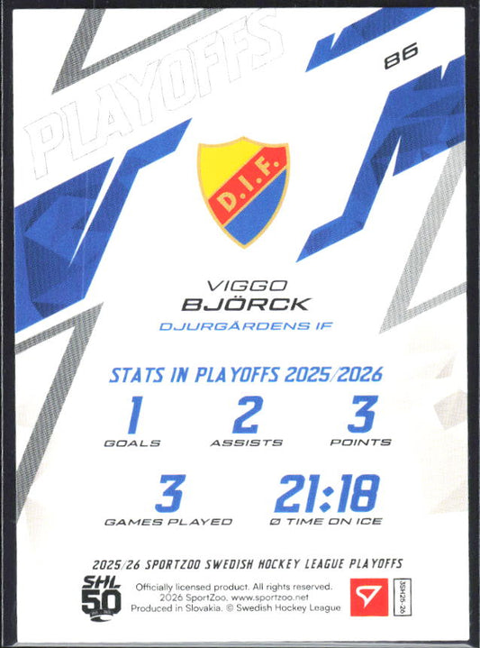 Viggo Björck 2025-26 SHL Playoffs #86 – baksida
