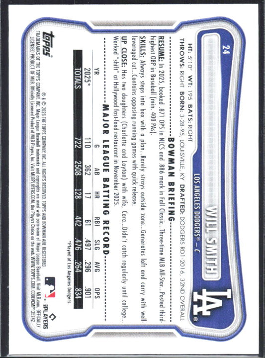 Will Smith 2026 Bowman #24 – baksida