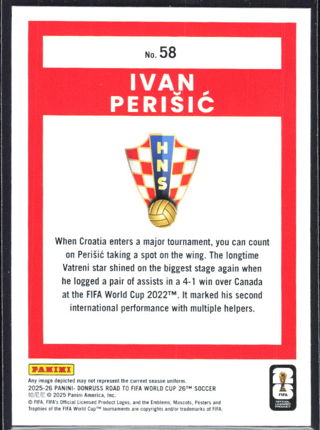 Ivan Perišić 2025-26 Donruss Road to FIFA WC #58 – baksida