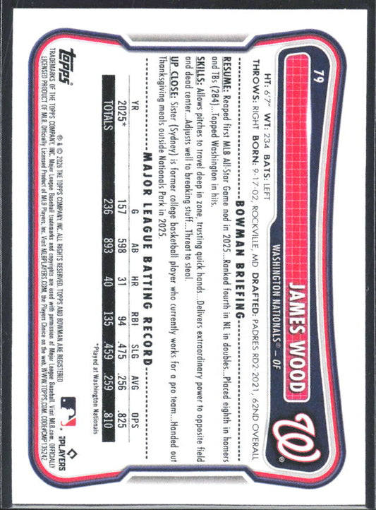 James Wood 2026 Bowman #79 – baksida