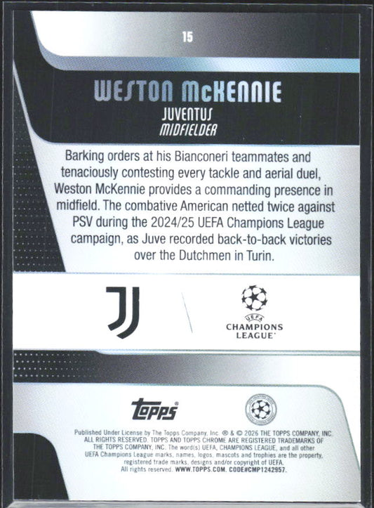 Weston McKennie 2025-26 Chrome UEFA #15 – baksida