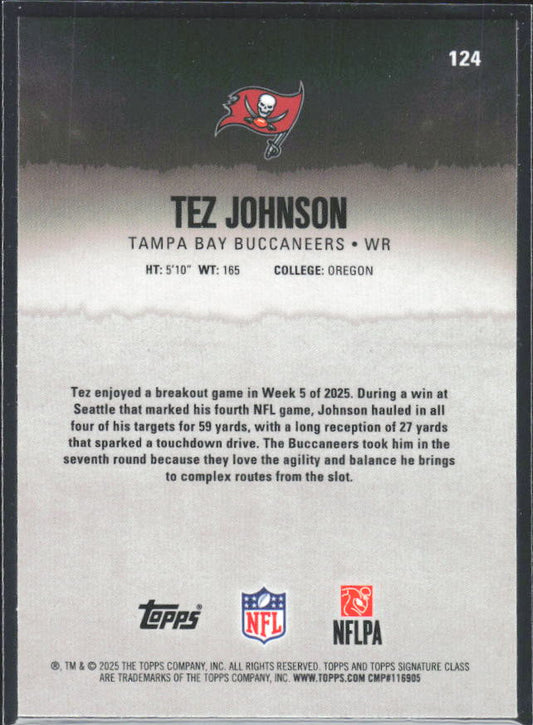 Tez Johnson 2025 Signature Class RC #124 – baksida