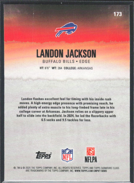 Landon Jackson 2025 Signature Class RC #173 – baksida