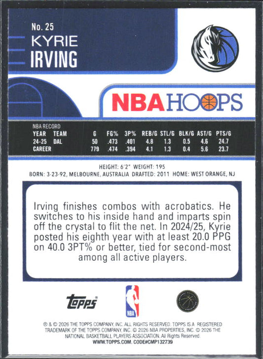 Kyrie Irving 2025-26 NBA Hoops #25 – baksida